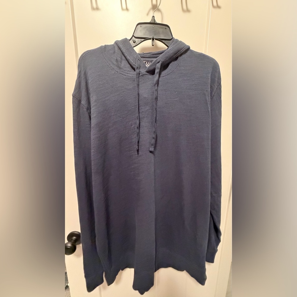 Faherty Navy Long-Sleeve Hooded Shirt